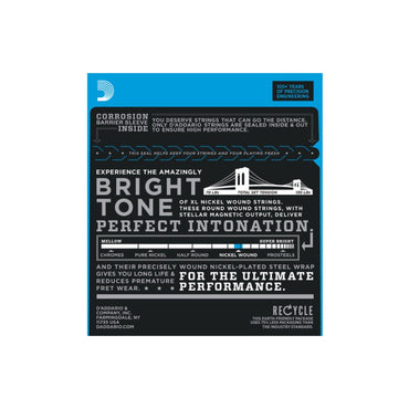 D'Addario Medium Blues-Jazz Rock XL Nickel Wound Electric Guitar Strings (6-String Set, 11 - 49), EXL-115