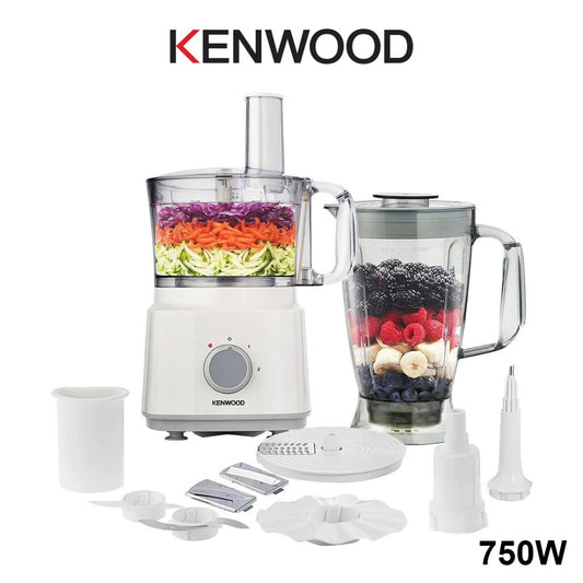Kenwood, Food Processor 750W Multi-Functional With 3 Interchangeable Disks, Blender, Whisk, Dough Maker Fdp03 White