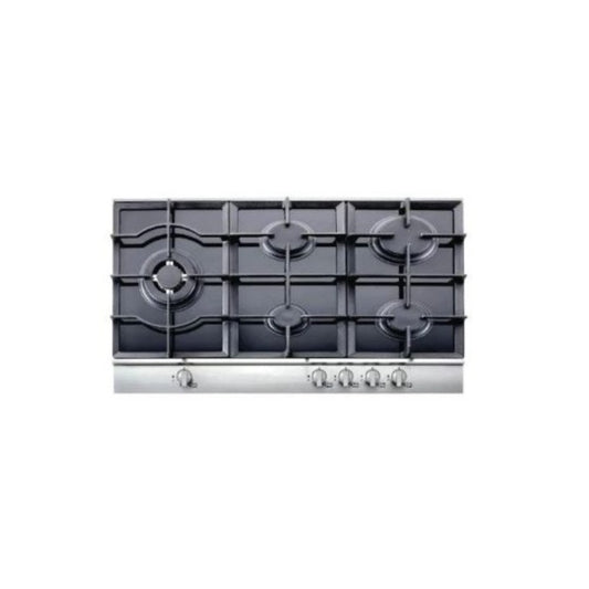 France, Built-In Top 90cm, Glass Black, Stainless Front, Ignition, Cast Iron, Safety, FRN-HT95V