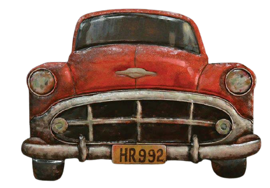 Itemz, 3D Metal Painting Retro Red Car, L43cmxW60cm