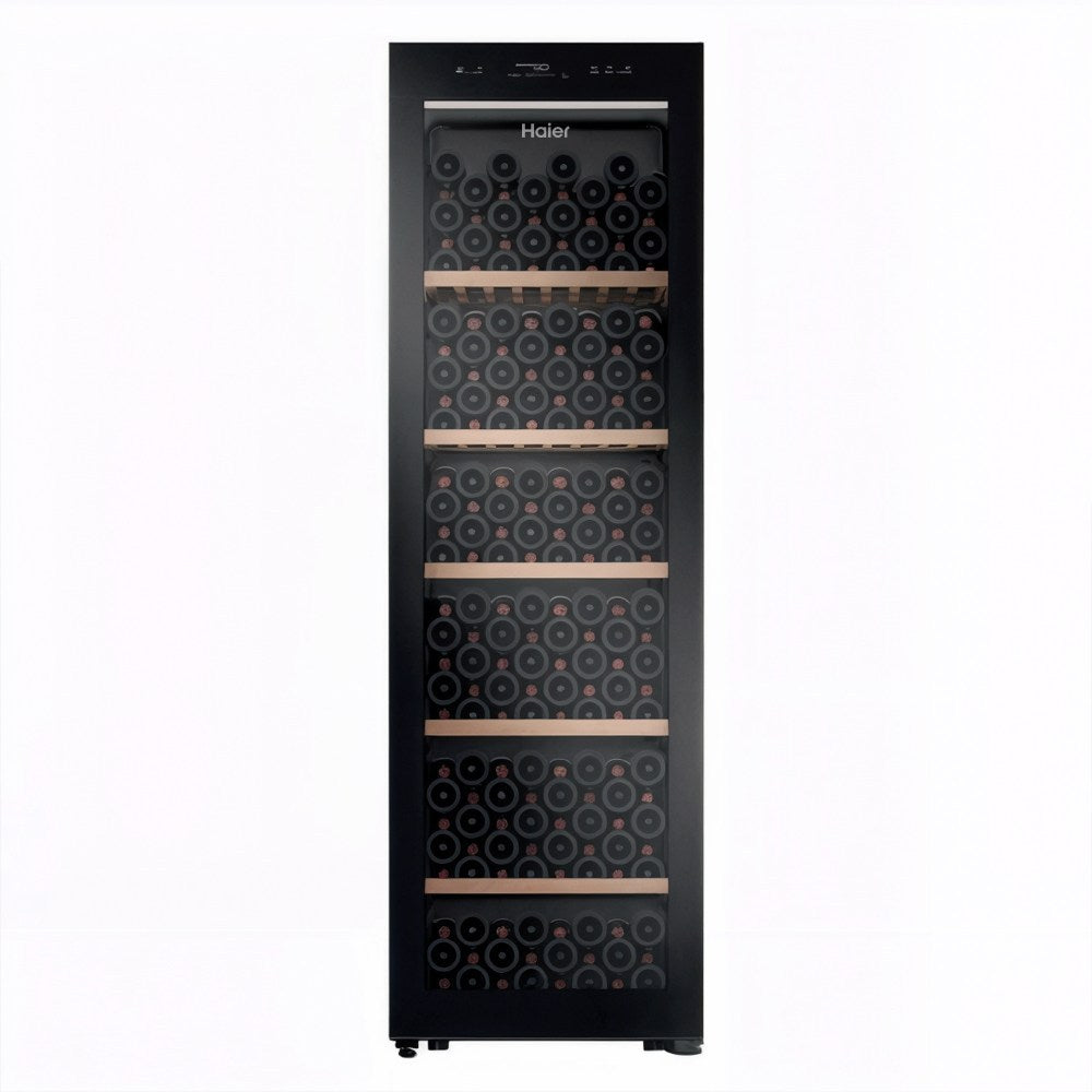 Haier, Hws205Ggeh1 Smart Single Zone Wine Cellar, Capacity 205 Bottles, Black Color With Grey Tint And Full Glass Door