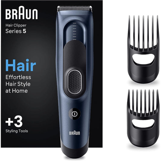 Braun, Men Hair Clipper, 17 Length Settings, Ultra Sharp Blades, 2 Comb Attachments, 50Min Runtime, Washable, HC5350