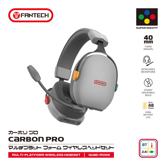 Fantech, WHG06 CARBON PRO Multi-Platform Wireless Headset, QUAD Mode Connection, HEADSET D82