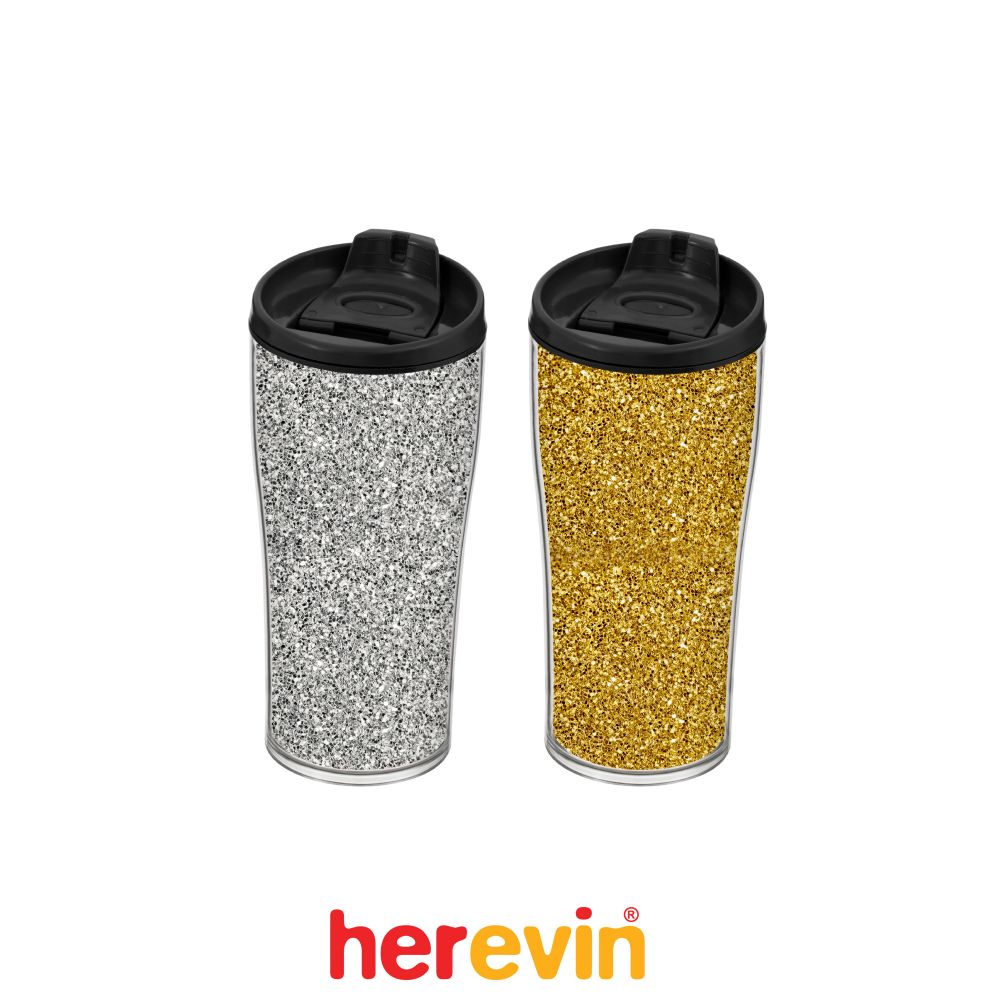 Herevin, 440 cc Coffee Mug - Silver Glitter Paper