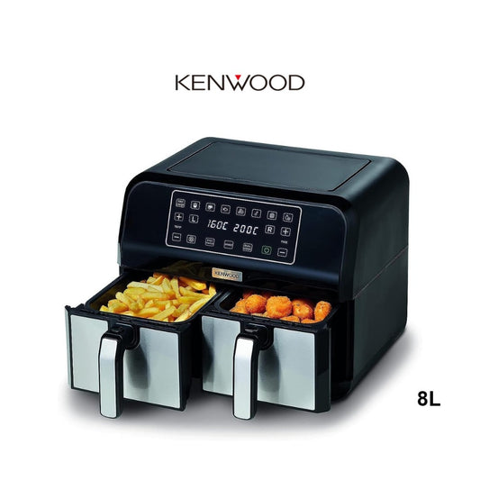 Kenwood, Digital Twin Air Fryer 1.7Kg+1.7Kg 4L+4L Xxxl Capacity With Dualzone Technology & Dual Frying Baskets For Frying, Grilling, Broiling, Roasting, Baking, Toasting & Reheating Black