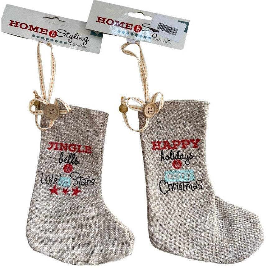 Itemz, Jute Christmas Santa Stocking 16 cm
