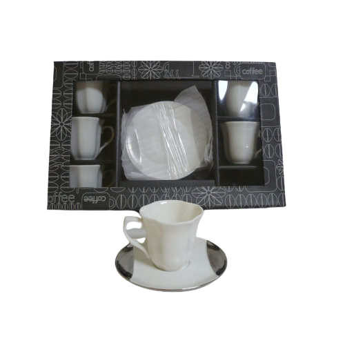 La Perla, 12Pcs Porcelain Embossed Coffee Set