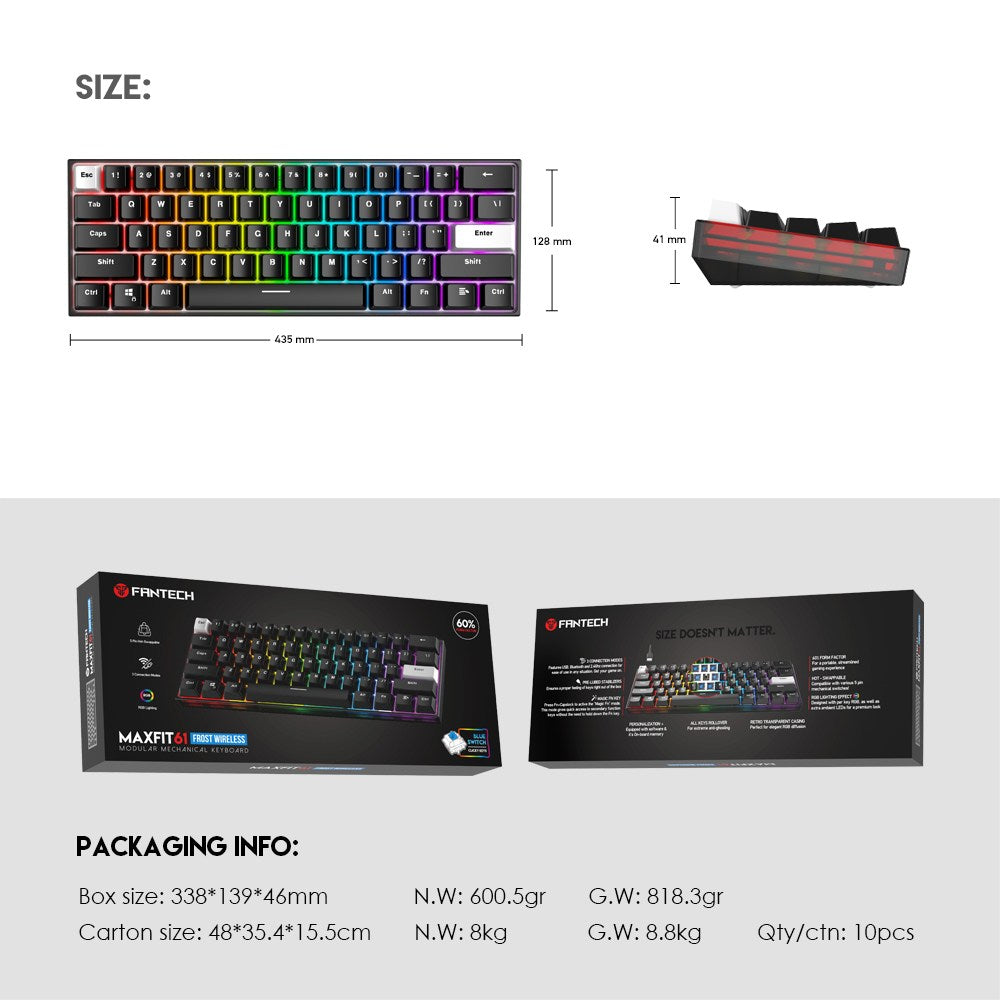 Fantech, Mk857 Maxfit61 Rgb Mechanical Gaming Keyboard