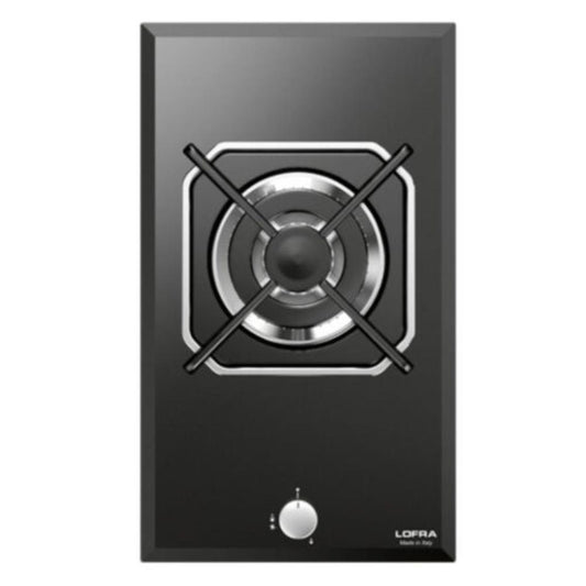 Lofra Gas Hob 30Cm Gas On Glass, 1 Gas Burner Flat Edge, Knob Ignition, Gas-Stop, Safety Device, Black, LOF-HGN310