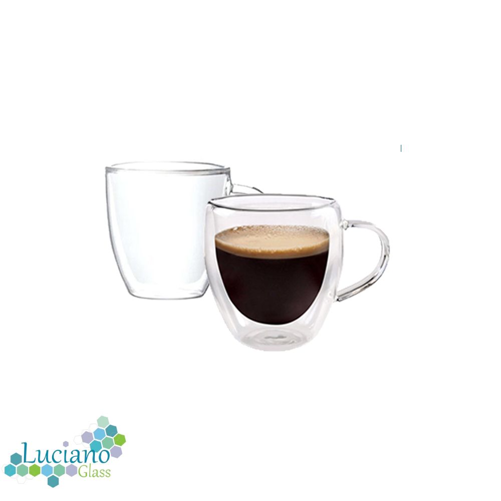 Luciano, 300ml Borosilicate / Isotherm / Double Wall Zicco Glass with Handles 2PC Cup in Gift Box