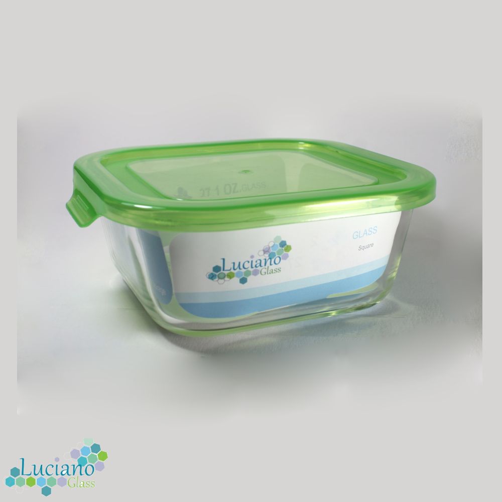 Luciano, High Borosilicate Sqaure Glass Food Container 800Ml With Simple Lid