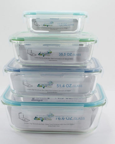 Luciano, High Borosilicate Rectangular Glass Food Container With Vent Lid 370Ml 15.2X11.3X5.7Cm B/I7
