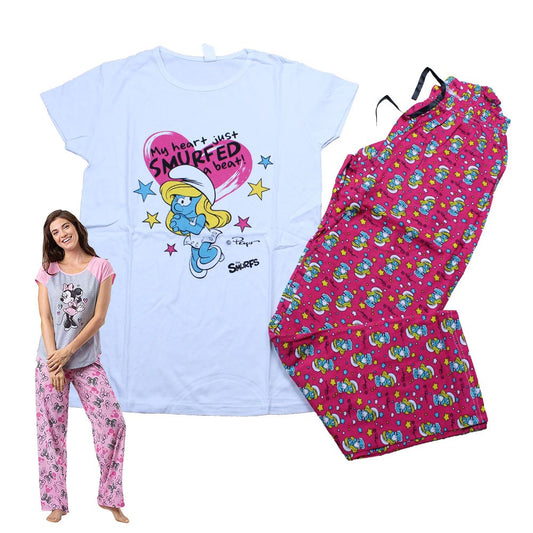 Max Lara, Women's Cotton Printed Night Suit - Smurfed, Available in Different Sizes