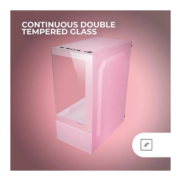 Mars, Gaming Mc-Se, Micro-Atx Case, Front & Side Frameless Glass Panel, Bottom Mesh Design, Pink
