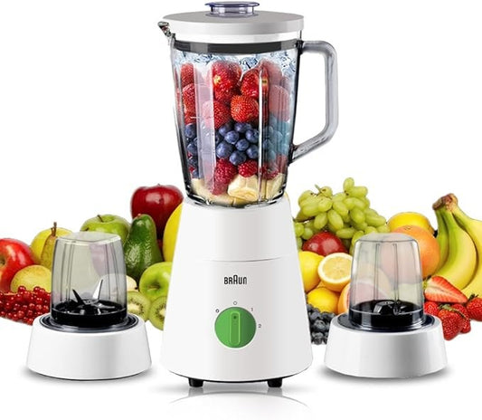 Braun, Blender 3 In 1, 500W, 1.75L, Glass Jug, 2 Speeds, Jb0153Wh