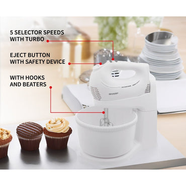 Sharp, Stand Mixer 2-In-1 Hand Mixer 250W