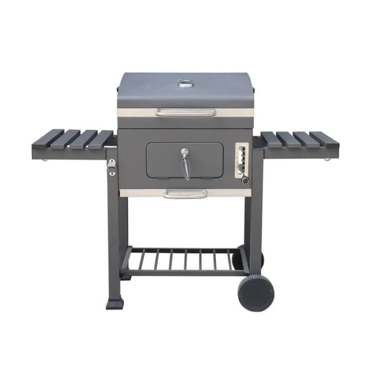 Pro Barbecue, Charcoal Grill 138Cm, 3 Slide Shelves , Center Thermometer , Warming Rack , Heat Resistant Paint Cooking Grid Chrome Plated