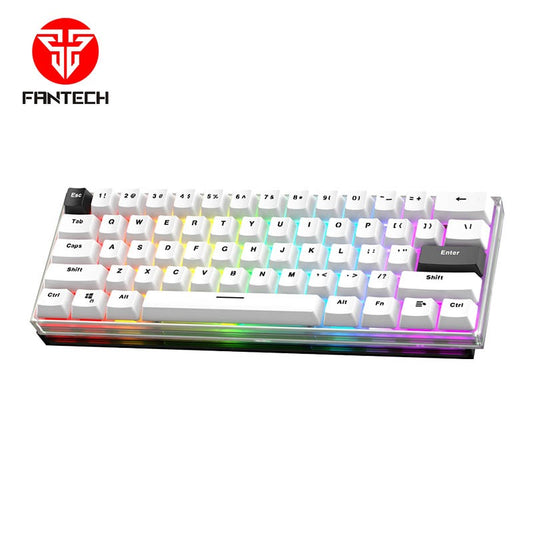 Fantech, Mk857 Maxfit61 Rgb Bluetooth, Wireless And Wired Mechanical Gaming Keyboard (White Space Edition)