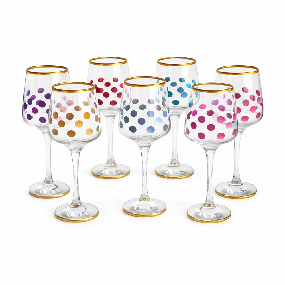 TUR Set Of 6 Glass Dotted Colored, TUR-MKR1000