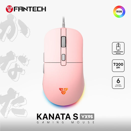 Fantech Vx9S Kanata S,Optical Gaming Sensor 7200Dpi, Rgb Lighting, Pro Wired Gaming Mouse