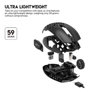 Fantech, Xd7 Aria Go, 3 Mode Connection Wired, Bluettoth & Wireless, 26000Dpi, Ultra Light Weight, Built-In Rechargeable Battery, Pro Gaming Mouse