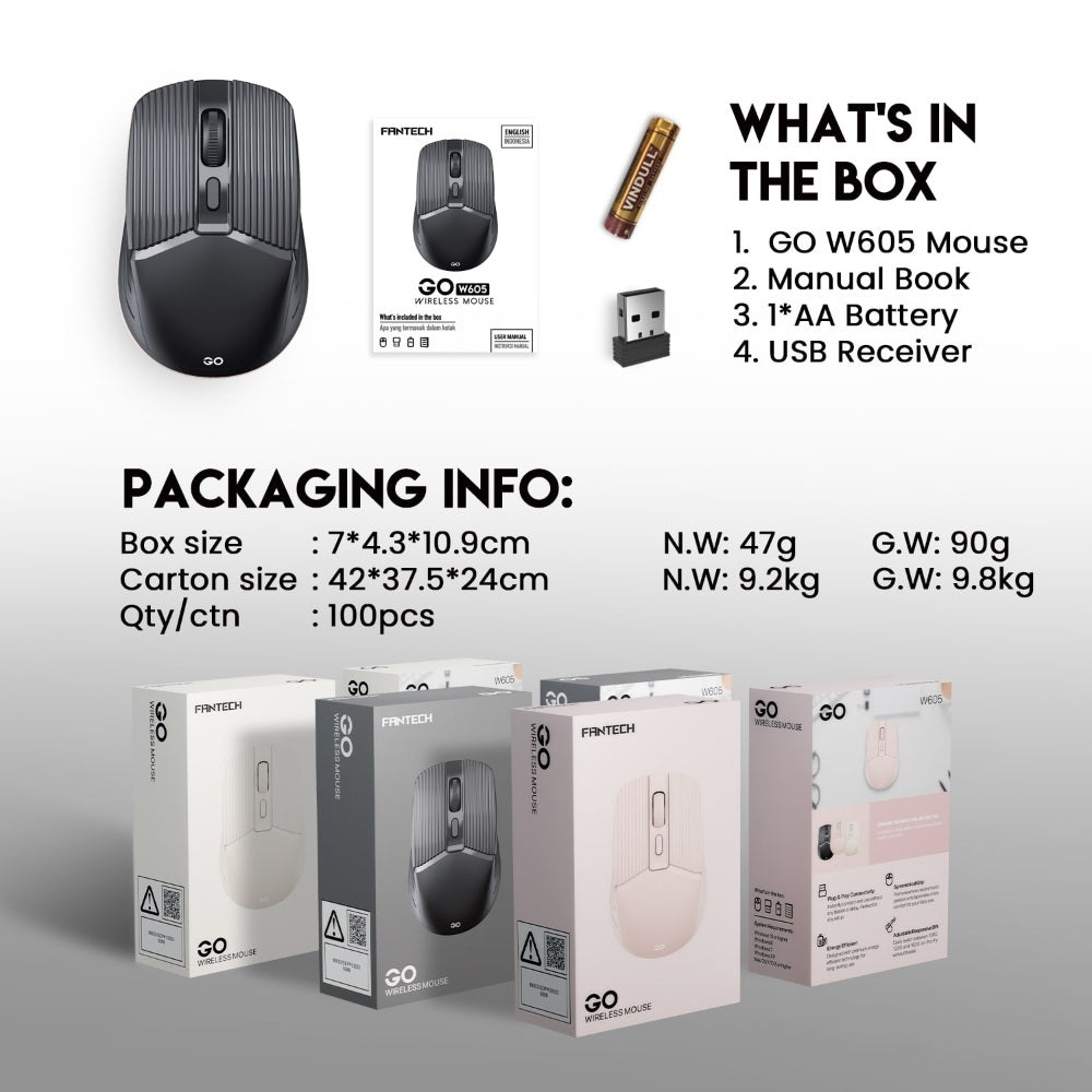 Fantech, W605 Go: Reliable Wireless Mouse For Home And Office