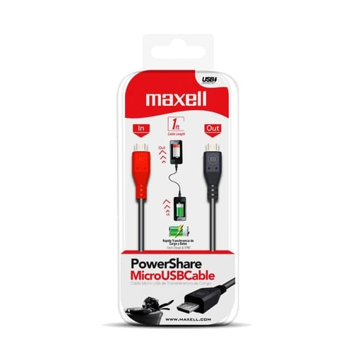 Maxell, Micro Usb Cable,Power Share,Micro Usb Out Connection,Thin and Resistant Cable,Micro Usb In Connection