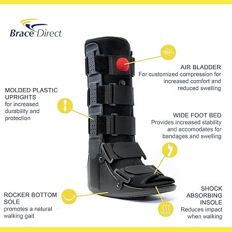 OrthoLife, Brace Direct Air Cam Walker Fracture Boot Tall- Full Medical Recovery, Protection And Healing Walking Boot - Foot Or Ankle Injuries, Fractures And Sprains Doctor Recommended Boot, Men & Women, Right