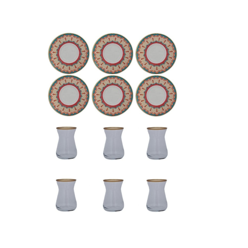 Pasha Home Tea Cup Set Of 6 Red, TUR-PSH0083