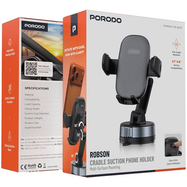 Porodo, Cradle Suction Phone Holder, Pdh6Sso2