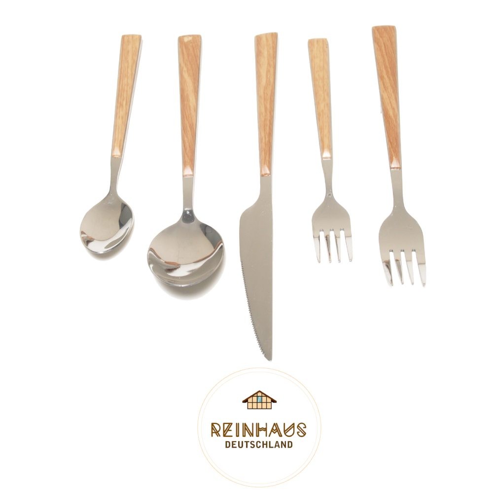 Reinhaus, Flatware / Cutlery / Stainless Steel Model 614 Wood Tea Spoon Set 3pcs