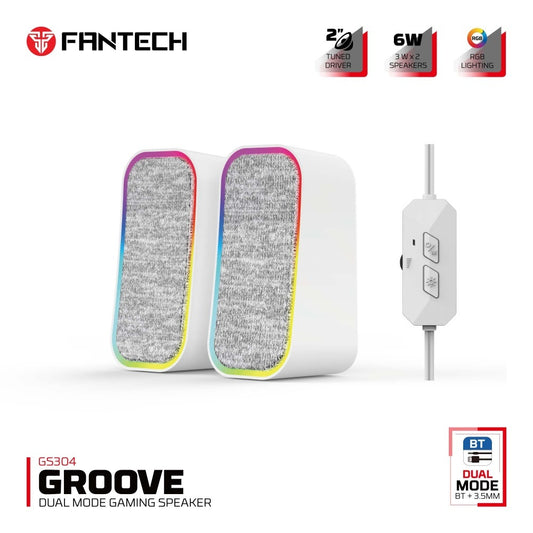 Fantech, Gs304 Groove Dual Mode (Wired & Bluetooth) Rgb Gaming Speaker, 6W 2' Tuned Drive, Deep Bass Boost