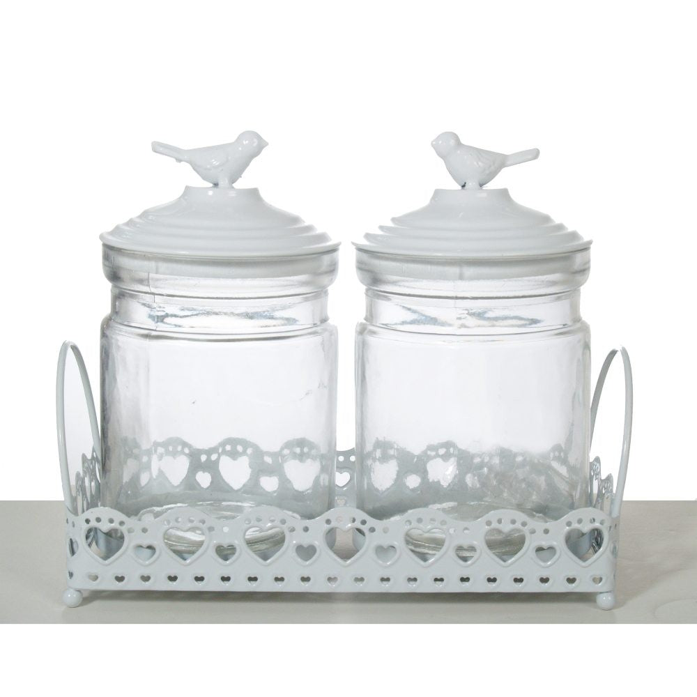 OGO, Iron Glass Jars 23*15CM White