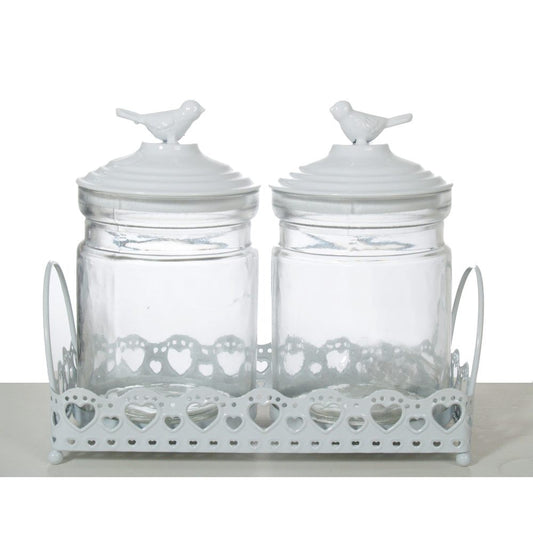 OGO, Iron Glass Jars 23*15CM White