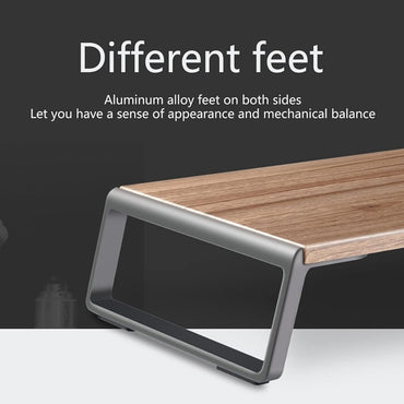 Laptop and Computer Monitor Riser Stand: Smart and Stylish Design in Aluminum and Wood 56.4 x 24 x 9.1cm Black Color - MRD73