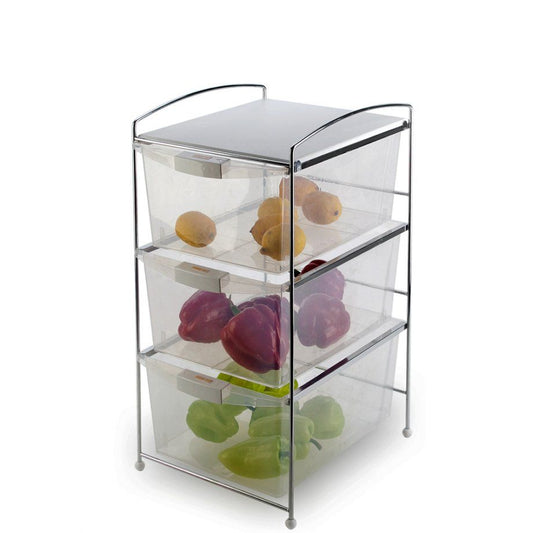Tekno Tel, 3 Drawers Transparent Baskets 36X29X52Cm 3.00Kg