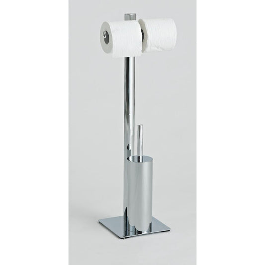 Stainless Steel Toilet Brush with Paper Holder 26 x 20 x 76 cm - Made in Taiwan