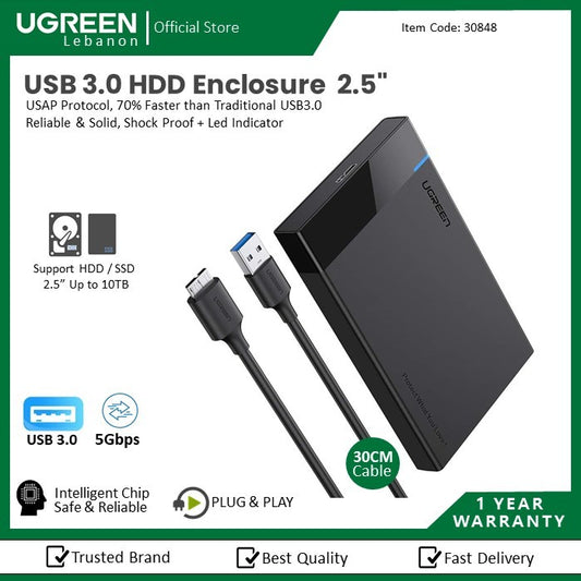Ugreen, USB 3.0 Hdd Enclosure 2.5 Inch