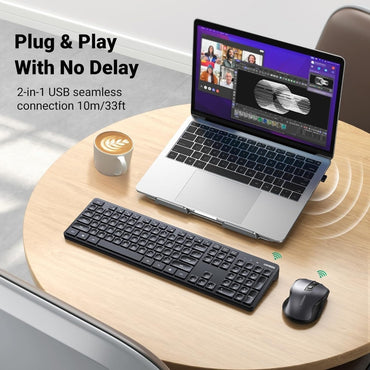 Ugreen, Pro 2.4Ghz Wireless Combo, Silent Eng/Arabic Keyboard & Mouse, Comfortable Design, Premium Material - Mk006 45248