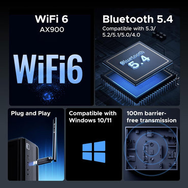 UGREEN USB WiFi 6 (AX900) + Bluetooth 5.4 Adapter, Dual?Band 600/287 Mbps, 6dBi High?Gain Antenna - CM845 75109