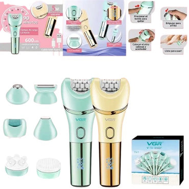 VGR, 756 7-In-1 Electric Lady Epilator Set, Facial Hair Trimmer, Ipx7 Waterproof