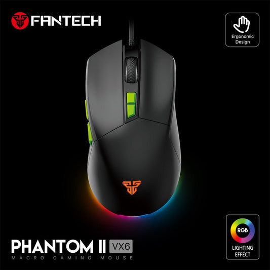 Fantech, Vx6 Phantom Ii Macro Rgb Gaming Mouse, Available in Different Colors