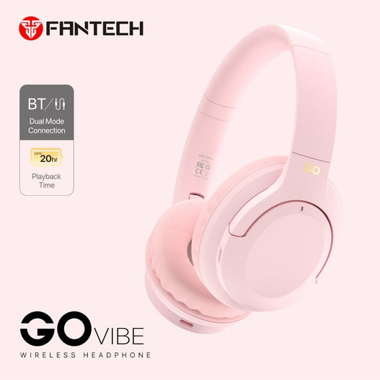 Fantech, Wh05 Go Vibe Wireless Headphones, Dual Mode Connection Bt5.3 & 3.5Mm Jack Gaming Headset, Available in Different Colors