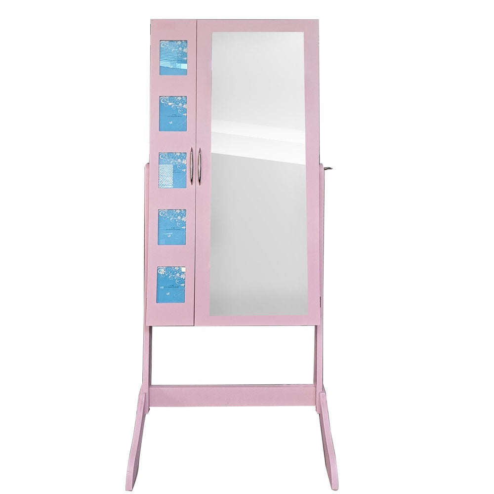 KC, White Photo Frame (Wooden Stand With Mirror) Pink, YK14B002PK