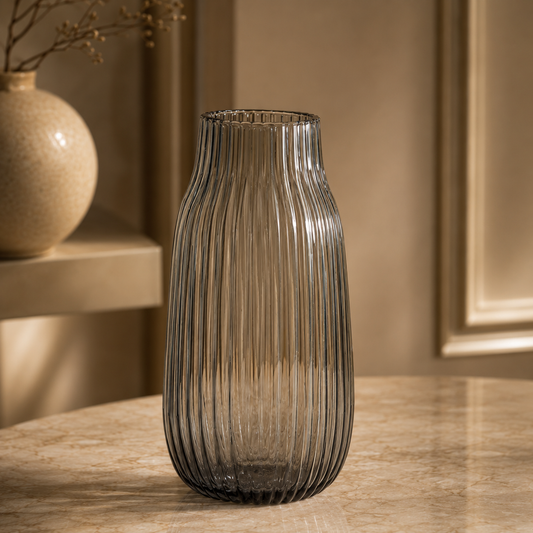 Karaca Home Janis Glass Grey Vase 26 cm, 200.22.11.0005