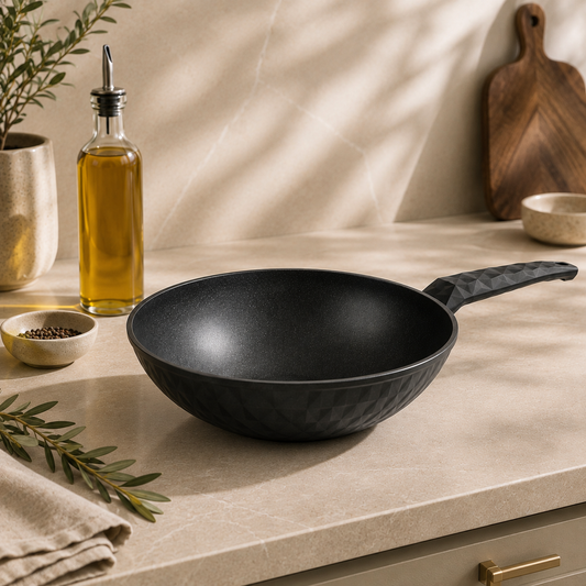 Karaca BioDiamond Antibacterial Handle Induction Base Wok Pan 28 cm, 153.03.08.0420