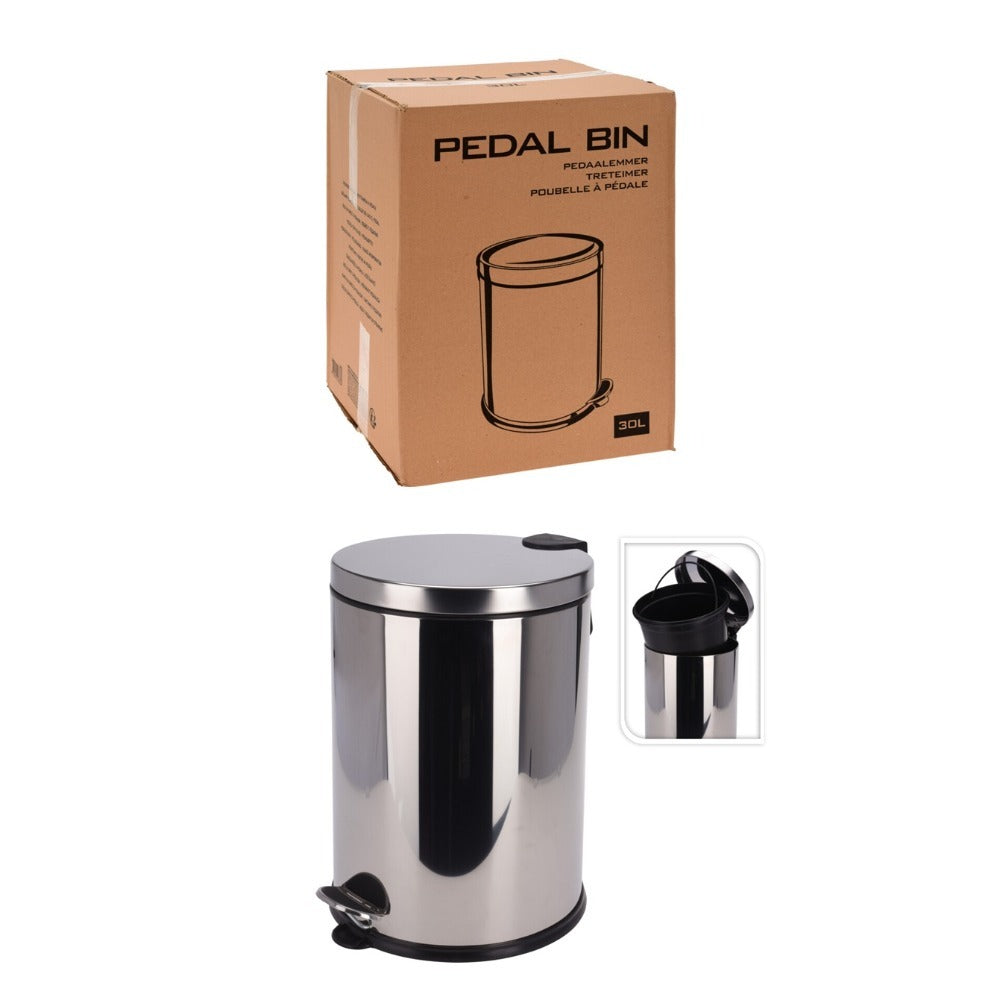 Mirror Finish Stainless Steel Pedal Bin 30 Liters