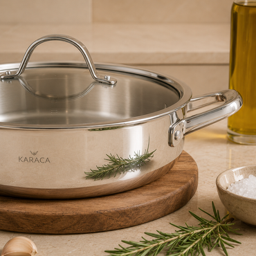 Karaca 3Ply PowerSteel 316+ Stainless Steel Induction Base Honeycomb Patterned Casserole 24 cm, 153.03.08.0552