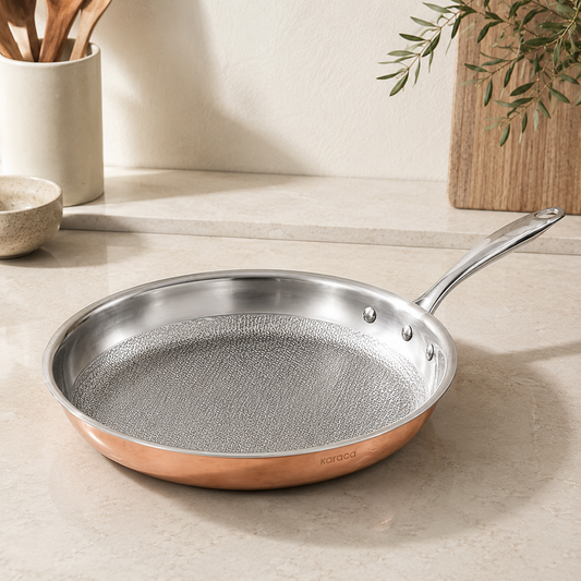 Karaca PowerSteel 3-Ply 316+ Stainless Steel Copper Frying Pan 30 cm – 2.6 L, 153.03.08.0574