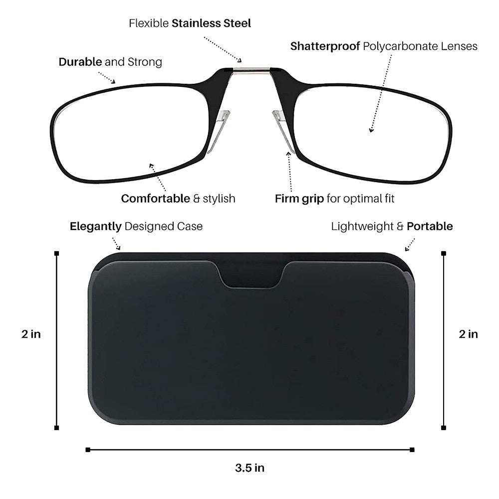 Cool Gift, Reading Glasses With Black Universal Pod Case, Available in Different Sizes